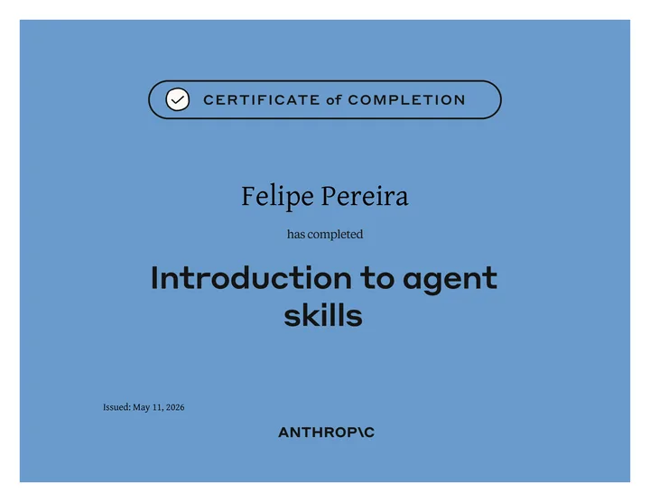 Anthropic certificate: Introduction to agent skills